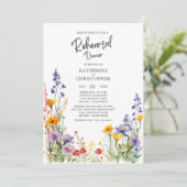 Farbenfrohe Wildblume Hochzeit Probe Dinner Einladung (Stehend Vorderseite)