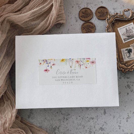 Farbenfrohe Wildblume Hochzeit RSVP-Adresse Adressaufkleber