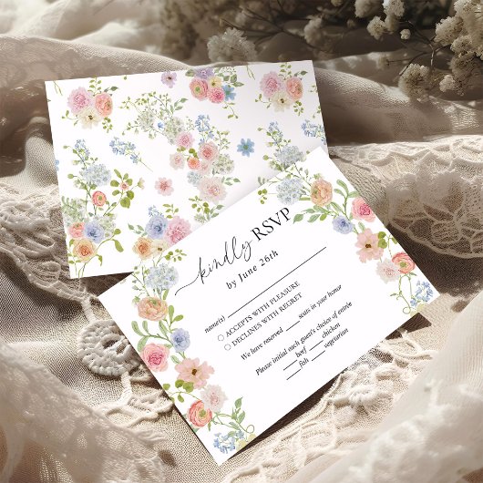 farbenfrohe Wildblume Hochzeit RSVP Karte