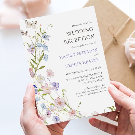 Farbenfrohe Wildblume Hochzeit rustikal florale Einladung