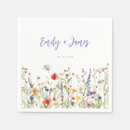 farbenfrohe Wildblume Hochzeit Serviette