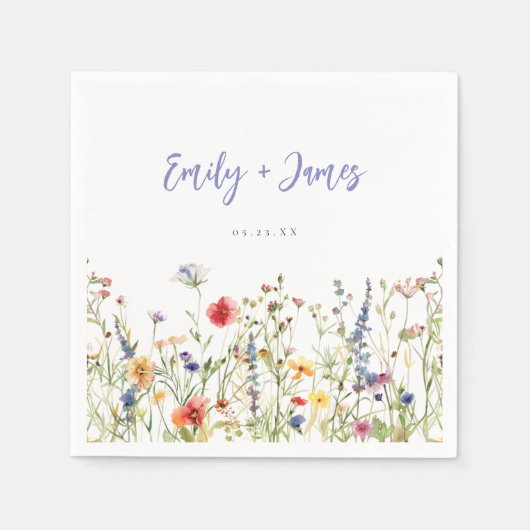 farbenfrohe Wildblume Hochzeit Serviette (Vorderseite)