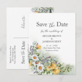 Farbenfrohe Wildblume Hochzeit speichern das Datum Postkarte (Vorne/Hinten)