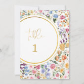 Farbenfrohe Wildblume Hochzeit Tischnummer (Vorderseite)