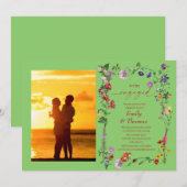 farbenfrohe Wildblume Hochzeit Verlobung Einladung (Vorne/Hinten)
