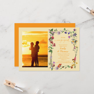 farbenfrohe Wildblume Hochzeit Verlobung Einladung