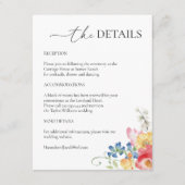 Farbenfrohe Wildblume Hochzeitsdetails Begleitkarte (Vorderseite)