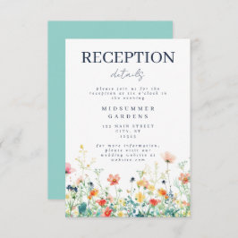 Farbenfrohe Wildblume Hochzeitsempfang Begleitkarte