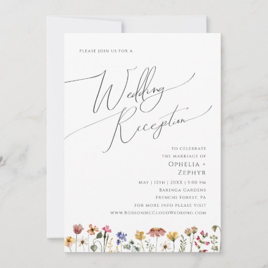 Farbenfrohe Wildblume | Hochzeitsempfang Einladung (Vorderseite)