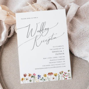 Farbenfrohe Wildblume   Hochzeitsempfang Einladung