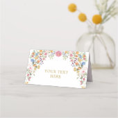 Farbenfrohe Wildblume Hochzeitsfeier Platzkarte (Vorderseite)