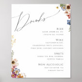 Farbenfrohe Wildblume | Hochzeitsgetränk Poster (Vorne)