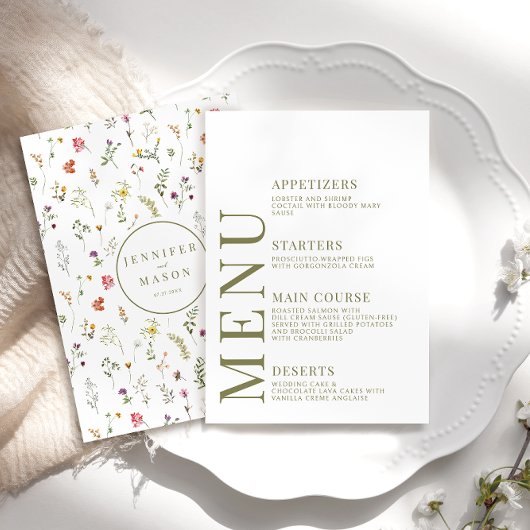 Farbenfrohe Wildblume Hochzeitskarte Begleitkarte