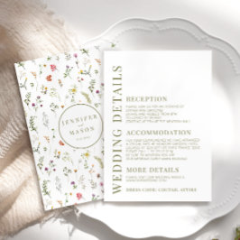 Farbenfrohe Wildblume Hochzeitskarten Begleitkarte