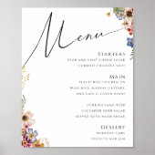Farbenfrohe Wildblume | Hochzeitsmenü Poster (Vorne)