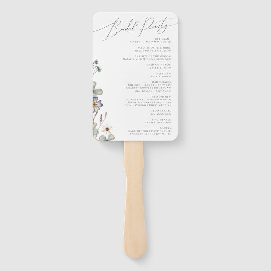 Farbenfrohe Wildblume | Hochzeitsprogramm Hand Fan Fächer (Rückseite)