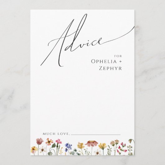 Farbenfrohe Wildblume | Hochzeitsratgeber Hinweiskarte (Vorderseite)