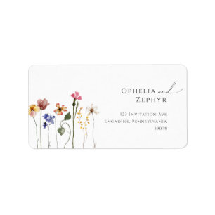 Farbenfrohe Wildblume HochzeitsrSVP-Rücksendeadr Adressaufkleber