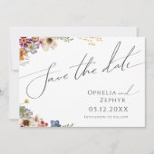 Farbenfrohe Wildblume | Horizontal Garten Save The Date (Vorderseite)