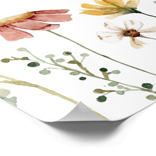 Farbenfrohe Wildblume | Horizontaler Hochzeitwillk Poster (Ecke)