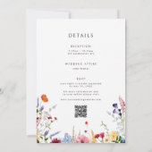 Farbenfrohe Wildblume in einer Hochzeit Einladung (Rückseite)