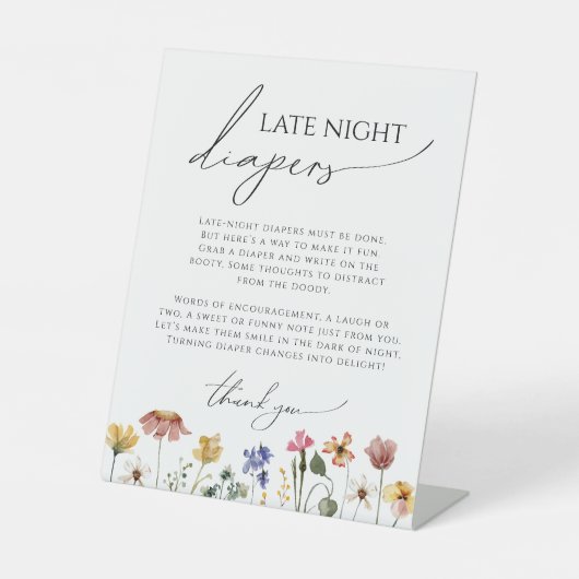 Farbenfrohe Wildblume Kinderdusche Spätabentaucher Sockelschild (Vorderseite)