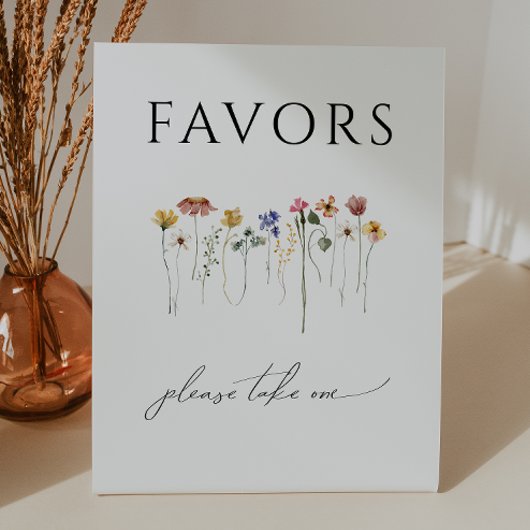 Farbenfrohe Wildblume Kinderduschfavoriten Sockelschild