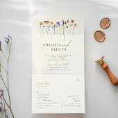 Farbenfrohe Wildblume | Lässiges Beige Siegel und  All In One Einladung