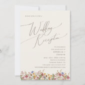 Farbenfrohe Wildblume Meadow Beige Hochzeitsempfan Einladung (Vorderseite)