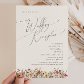 Farbenfrohe Wildblume Meadow Beige Hochzeitsempfan Einladung