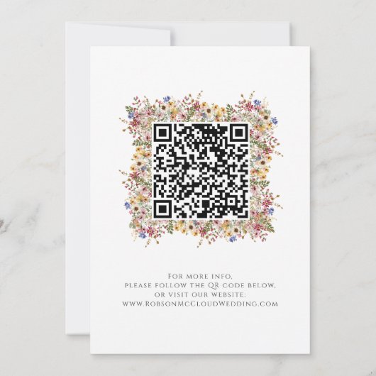 Farbenfrohe Wildblume | Meadow Foto QR-Code Save The Date (Rückseite)