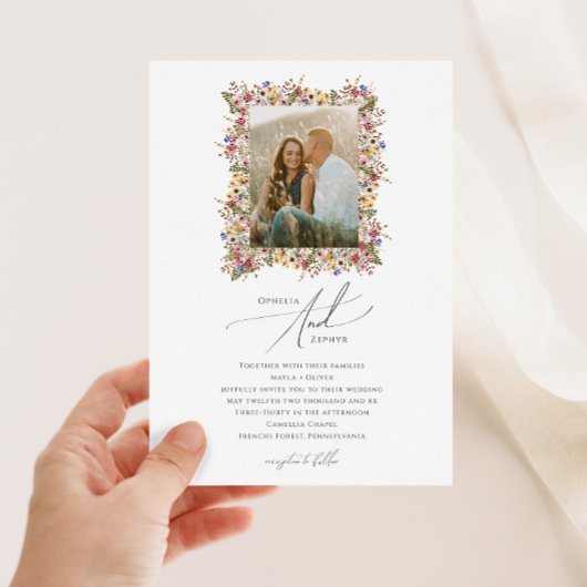 Farbenfrohe Wildblume | Meadow Foto Wedding Einladung