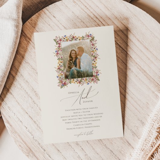 Farbenfrohe Wildblume | Meadow Foto Wedding Einladung