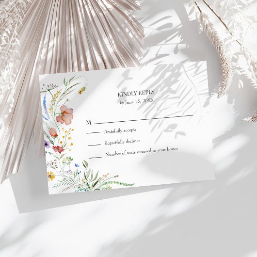 Farbenfrohe Wildblume Meadow Wedding RSVP Card