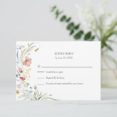 Farbenfrohe Wildblume Meadow Wedding RSVP Card (Stehend Vorderseite)