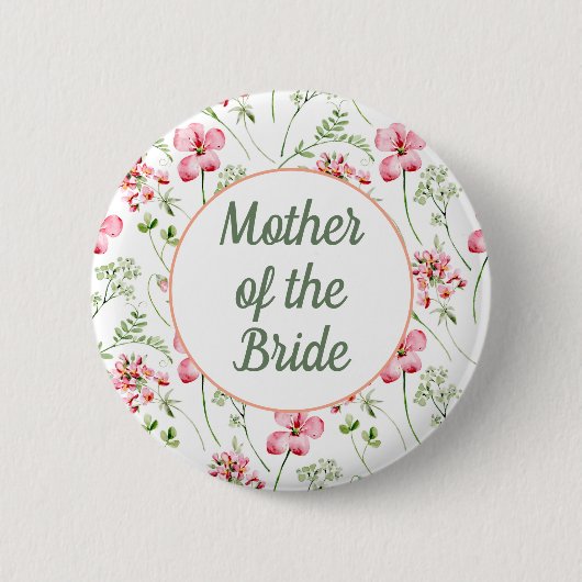 Farbenfrohe Wildblume Mutter der Braut Button (Vorderseite)