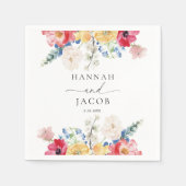 Farbenfrohe Wildblume Personalisierte Hochzeit Serviette (Vorderseite)