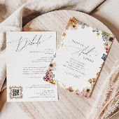 Farbenfrohe Wildblume | QR-Code in einer Hochzeit Einladung