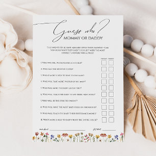 Farbenfrohe Wildblume raten, wer Mama- oder Daddy- Einladung