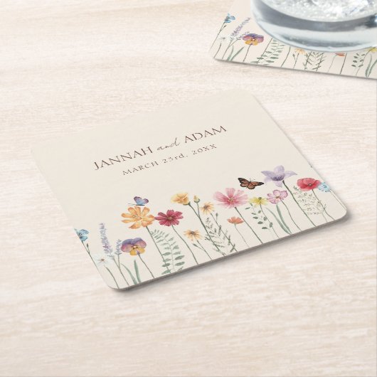 farbenfrohe Wildblume Rechteckiger Pappuntersetzer (angewinkelt)