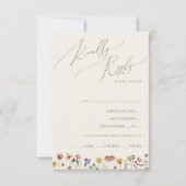 Farbenfrohe Wildblume | RSVP Karte mit Beige Menü (Vorderseite)