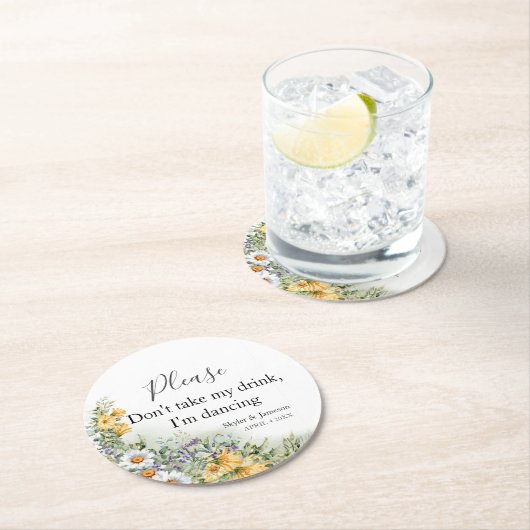 Farbenfrohe Wildblume Runder Pappuntersetzer (Vor Ort)