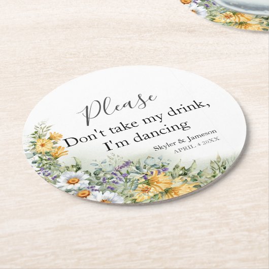 Farbenfrohe Wildblume Runder Pappuntersetzer (Angewinkelt)