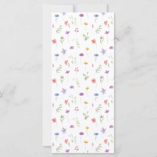 Farbenfrohe Wildblume rustikales Hochzeitsmenü (Rückseite)