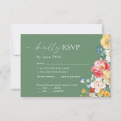 Farbenfrohe Wildblume Sage Green Wedding RSVP Karte (Vorderseite)