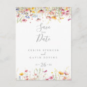 Farbenfrohe Wildblume Save the Date Postkarte (Vorderseite)
