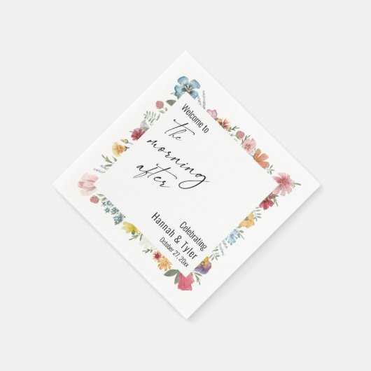 Farbenfrohe Wildblume Serviette (Ecke)