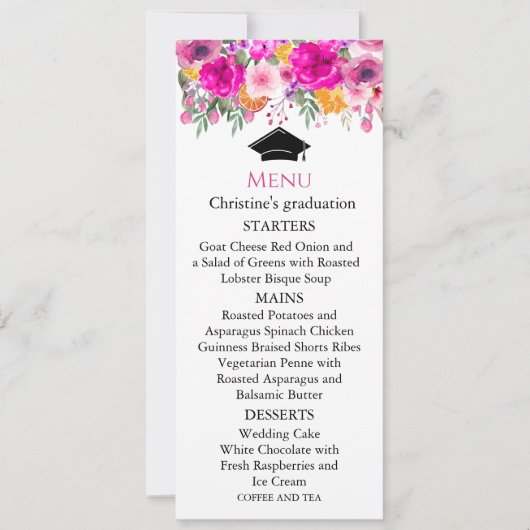 Farbenfrohe Wildblume Spring Menu Abschluss Einladung (Vorderseite)