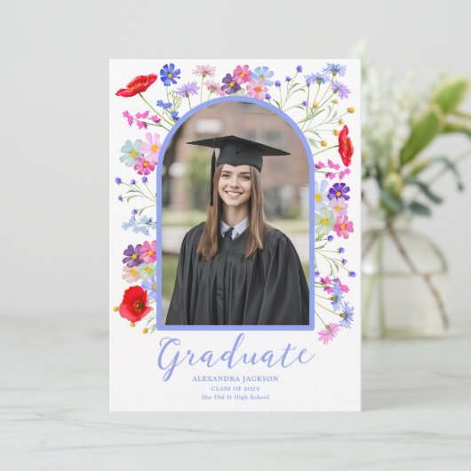 Farbenfrohe Wildblume Stilvolles Arch Graduate Fot Ankündigung (Stehend Vorderseite)