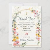 Farbenfrohe Wildblume Taufe Danke Karte (Vorderseite)